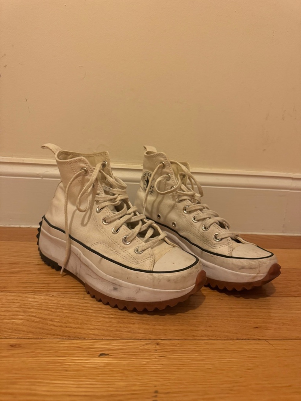 Converse White High-Top Platform Run Star Hike Sneakers